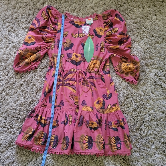 NWT Farm Rio Living Bloom Blush Short Sleeve Mini Dress - Picture 9 of 16